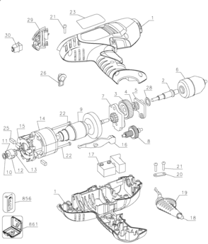 Default Diagram and Parts List for DR403K Type 1 Black and Decker Hammer
